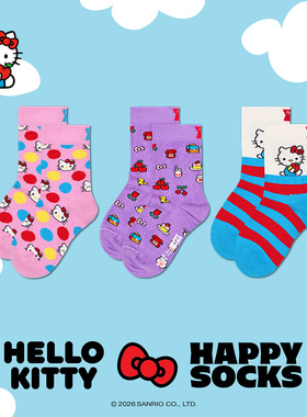 【2026新款Hello kitty联名】Happy Socks中大儿童可爱甜美中筒袜