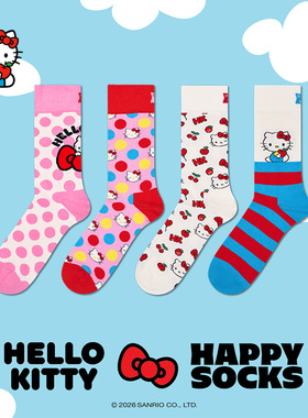 【2026新款Hello kitty联名】Happy Socks潮牌袜子可爱百搭中筒袜