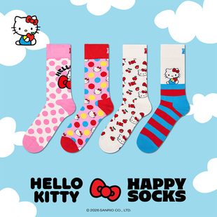 【2026新款Hello kitty联名】Happy Socks潮牌袜子可爱百搭中筒袜
