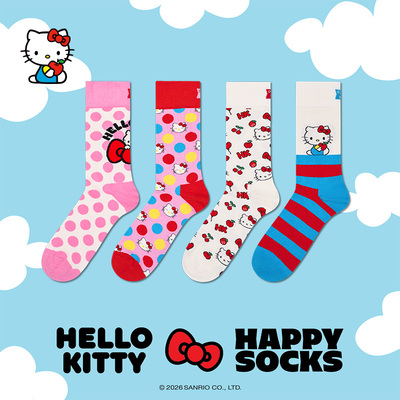 【2026新款Hello kitty联名】Happy Socks潮牌袜子可爱百搭中筒袜