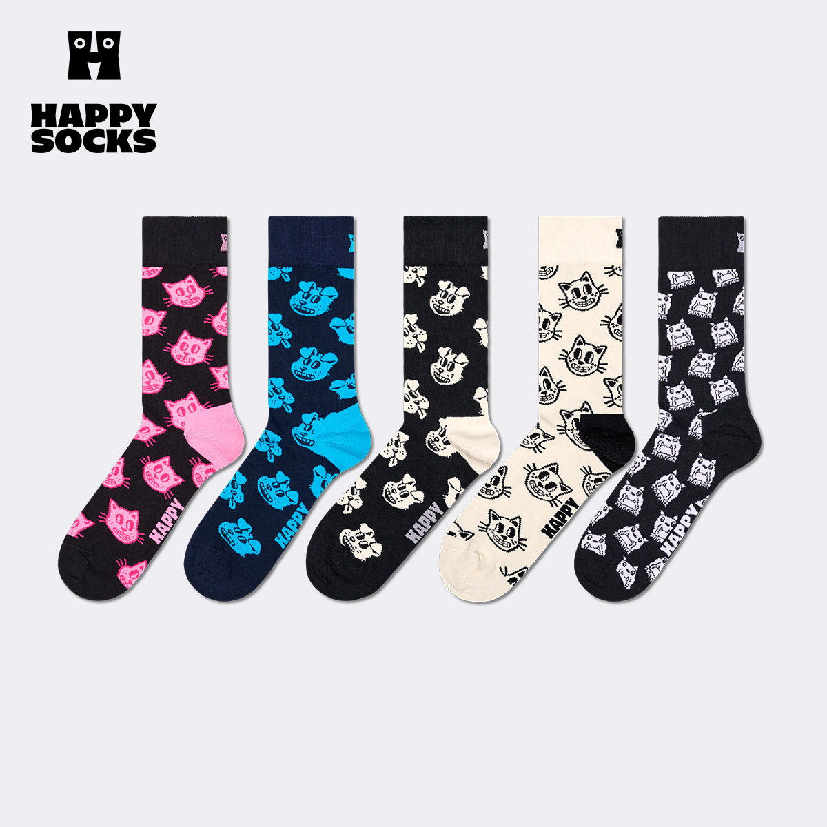 【2026新款动物系列】Happy Socks潮牌中筒袜创意小猫小狗袜子