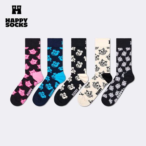 【2026春夏动物系列】Happy Socks潮牌中筒袜创意小猫小狗袜子