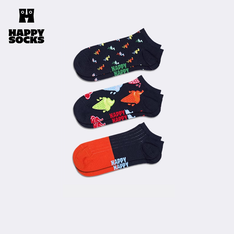 【25春夏新品】Happy Socks袜子成人短袜3双装彩色个性设计潮流袜