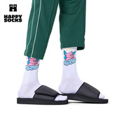 白袜子时尚 中筒袜 Socks潮牌25秋冬款 百搭个性 学院系列 Happy