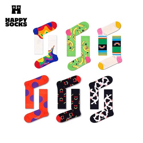 【秋日热销】Happy Socks潮牌棉袜子多巴胺彩色百搭个性中筒袜