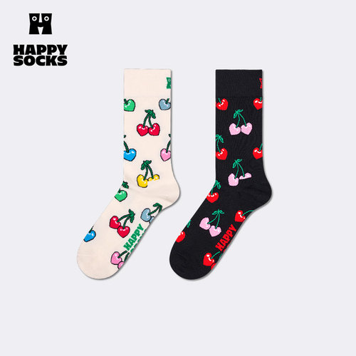 【2026新款】Happy Socks潮牌创意水果樱桃袜子百搭小众中筒袜