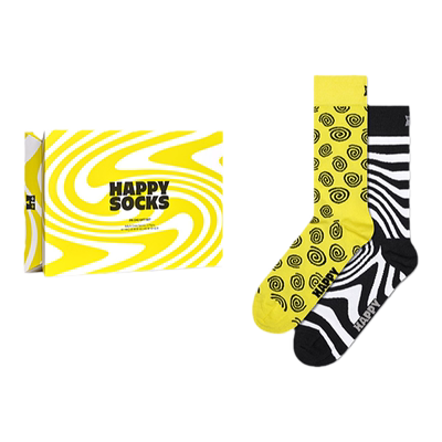 Happy Socks潮牌男女款袜灵动曲线个性中筒袜堆堆袜外穿2双装礼盒