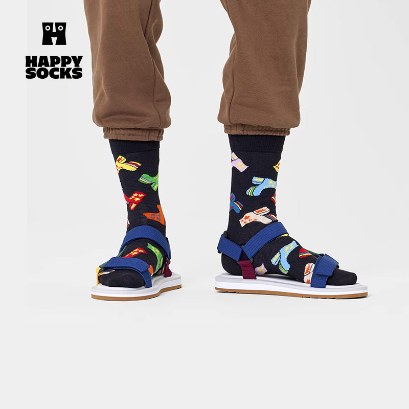 HappySocksx Elton John联名袜子男女款个性蹦迪舞鞋中筒袜堆堆袜