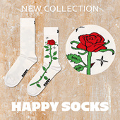 创意玫瑰花袜子小众送礼中筒袜 Socks潮牌个性 25秋冬款 Happy