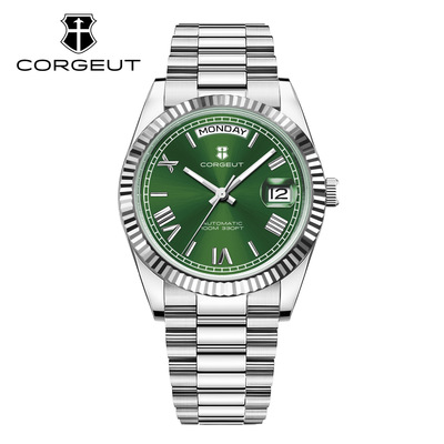 corgeut 2025新款8285机芯手表双日历罗马刻度星期日历显示男款