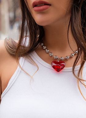 French Heart Necklace Women's Collar 欧美法式心项链女项圈