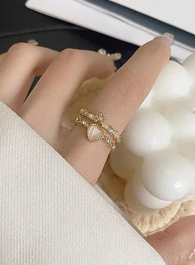 女人开口戒指爱心戒指