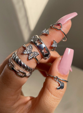 开口蝴蝶链条戒指开口戒指其他