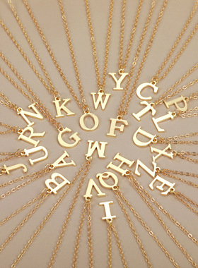 女士简约字母锁骨链项链