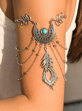 Female retro leaf tassel open chain arm chain女流苏开链臂链
