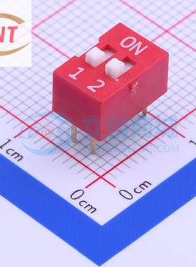 拨码开关 DS-02RP 插件 2.54mm 2位 平拨凸起式 红色 XKB中国星坤