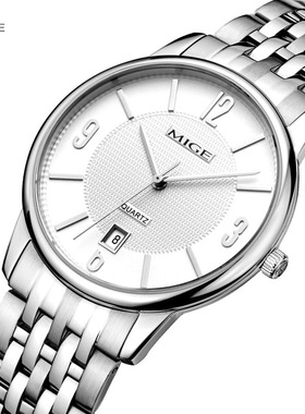 米格（MIGE）手表时尚简约日历防水石英表男表女表情侣表MG3313