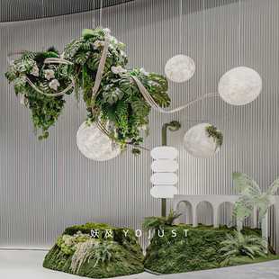 妖及仿真绿植花艺定制 样板间售楼处吊挂花艺定制 架构花艺摆件