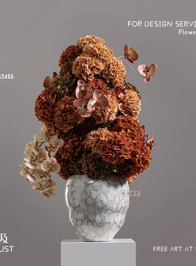 妖及新中式红色系仿真绣球花艺