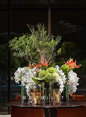 定制样板间摆件妖及仿真花轻奢