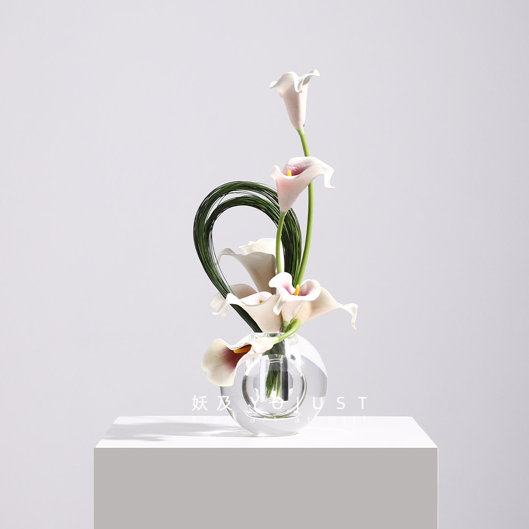 妖及现代简约透明球形水晶玻璃花器 样板间售楼处酒店花艺摆件,家居饰品,花瓶,淘宝优惠券,粉丝福利购,淘宝优惠卷