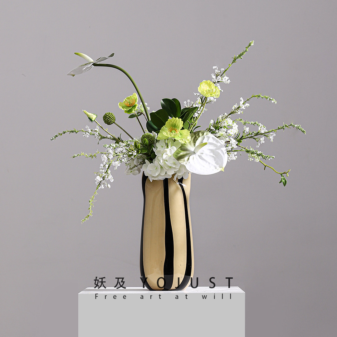 妖及 现代轻奢琉璃创意复古花器仿真花艺 家居装饰餐厅软装艺术,家居饰品,花瓶,淘宝优惠券,粉丝福利购,淘宝优惠卷