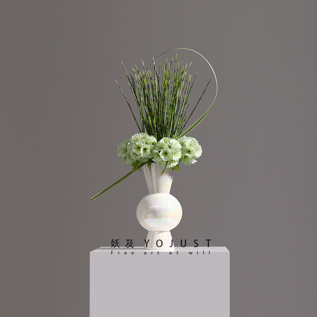 妖及 现代氛围感绿色绣球手工花艺陶瓷花器 样板间酒店装饰摆件,家居饰品,花瓶,淘宝优惠券,粉丝福利购,淘宝优惠卷