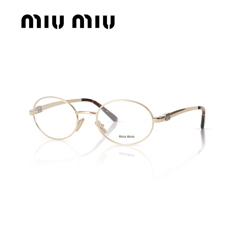 MIUMIU缪缪近视眼镜框女金属椭圆形高智感书呆子光学镜架0MU 50ZV