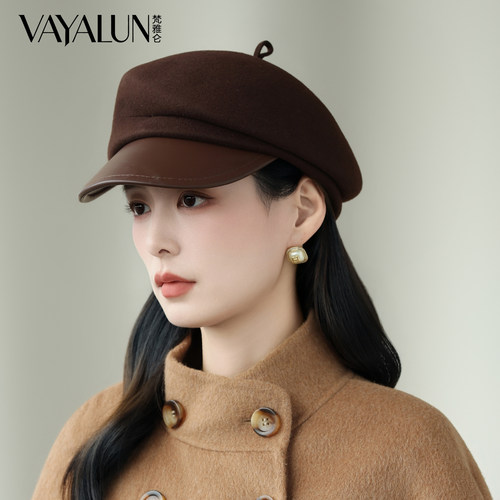 VAYALUN秋冬羊毛复古报童帽女