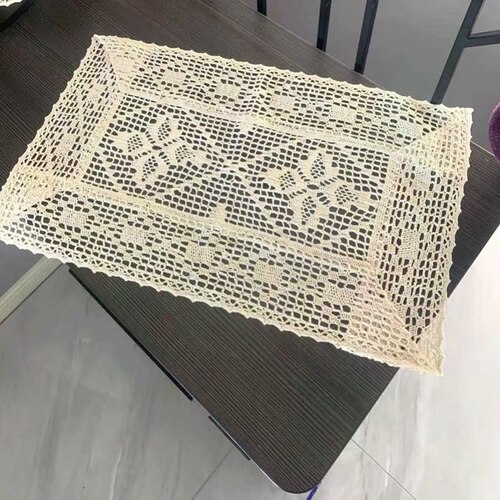 美式钩花万能盖巾编织床头柜茶壶盖钩针隔热花瓶盘垫餐蕾丝装饰