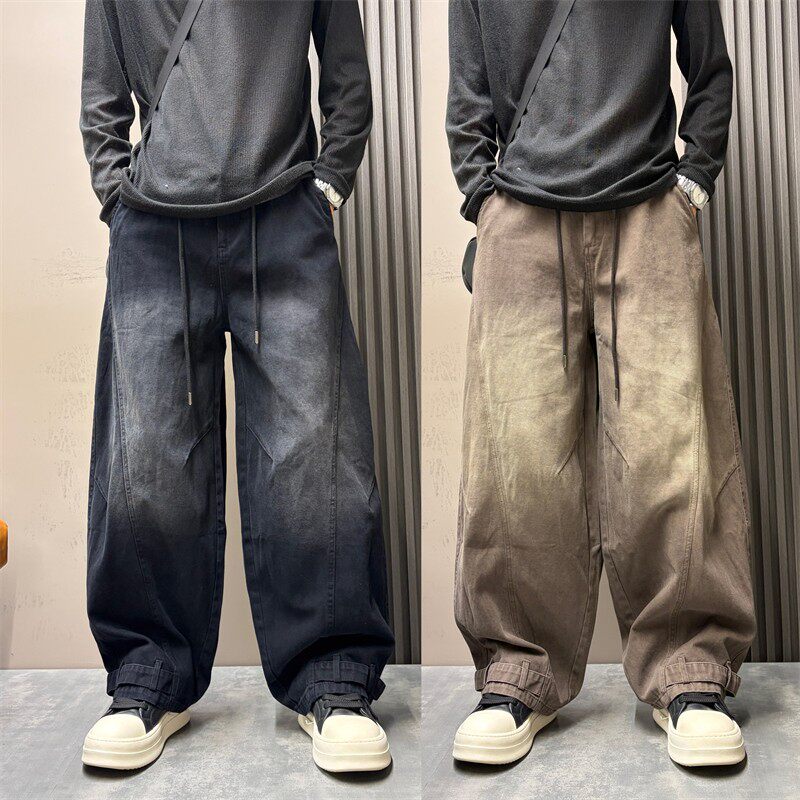 秋冬新款设计感工装阔腿裤男