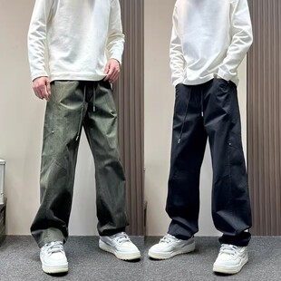 2026春秋新款宽松休闲裤男款美式潮牌松紧腰直筒裤子痞帅百搭男裤