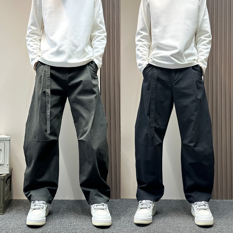潮牌机能风飘带圆月弯刀裤男