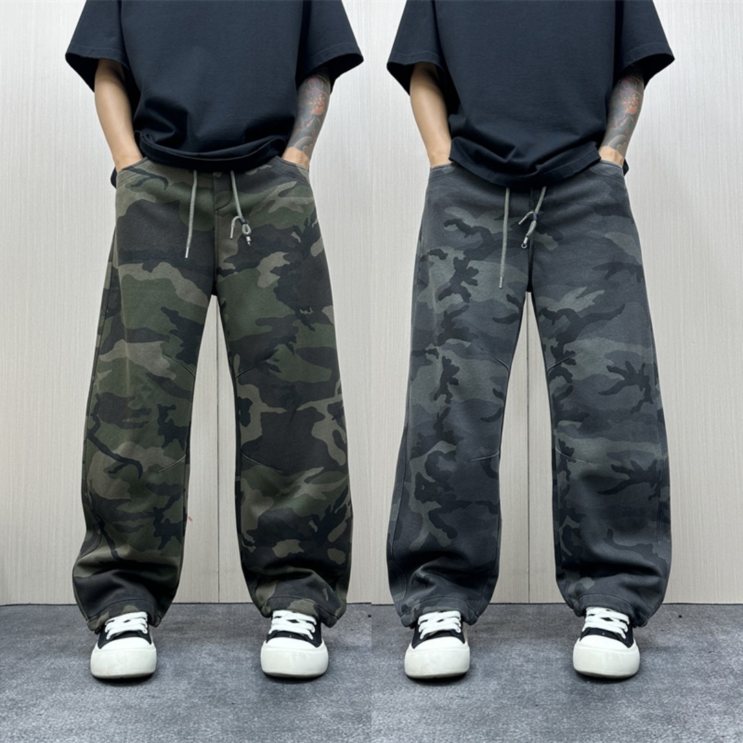 美式高街迷彩层次感休闲裤男
