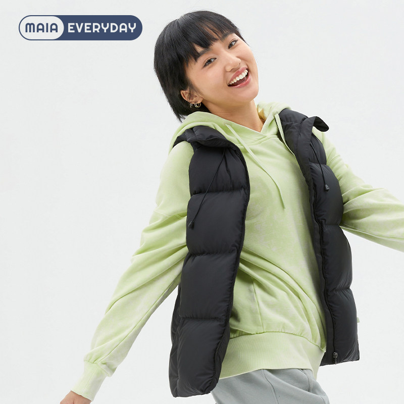 MAIA EVERYDAY 秋冬宽松小高领羽绒马甲外套运动背心女 DJ003