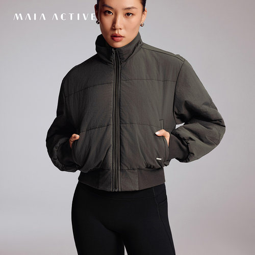 摇粒绒拼接双面两穿宽松休闲棉服运动健身外套MAIAACTIVE 64CT03