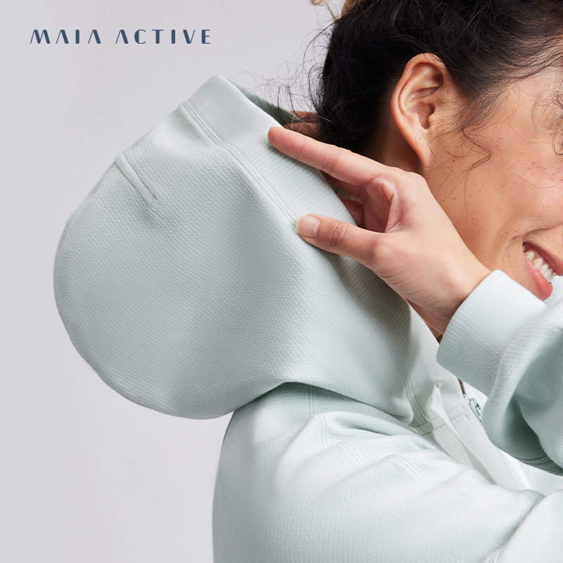 MAIAACTIVE 텍스처 스티치 부드럽고 매끄러운 후드 방풍 스포츠 캐주얼 재킷 JK027