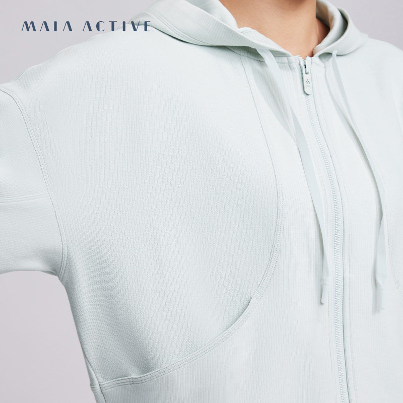 MAIAACTIVE 텍스처 스티치 부드럽고 매끄러운 후드 방풍 스포츠 캐주얼 재킷 JK027