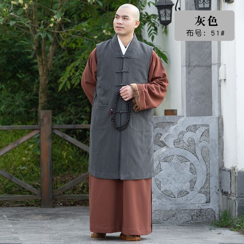 特价善圆僧服秋冬季双层加绒加厚保暖伽蓝褂马甲和尚服僧衣马夹D