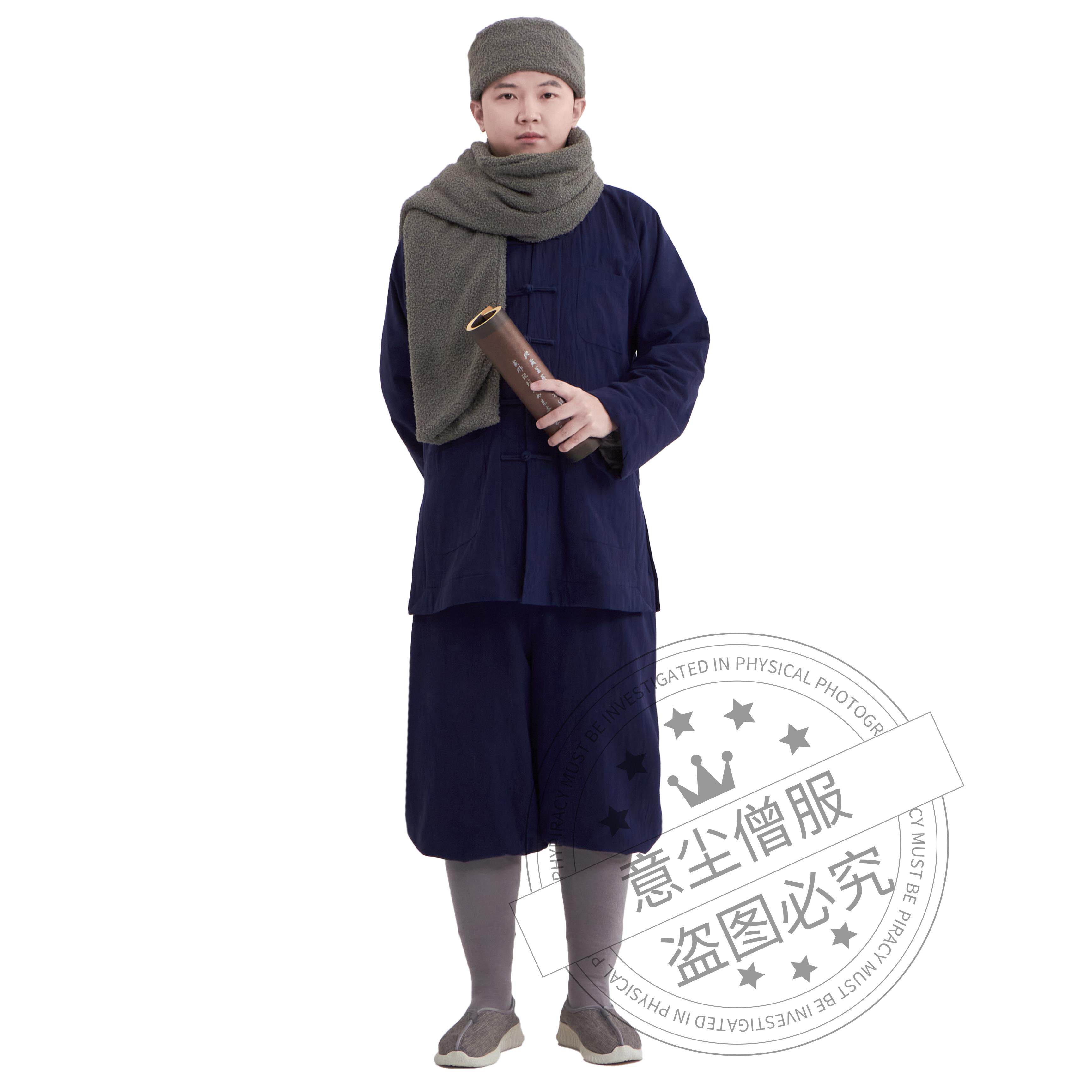 新款冬季僧服加绒短褂套装亚麻加厚保暖小褂僧衣男女款和尚服禅修