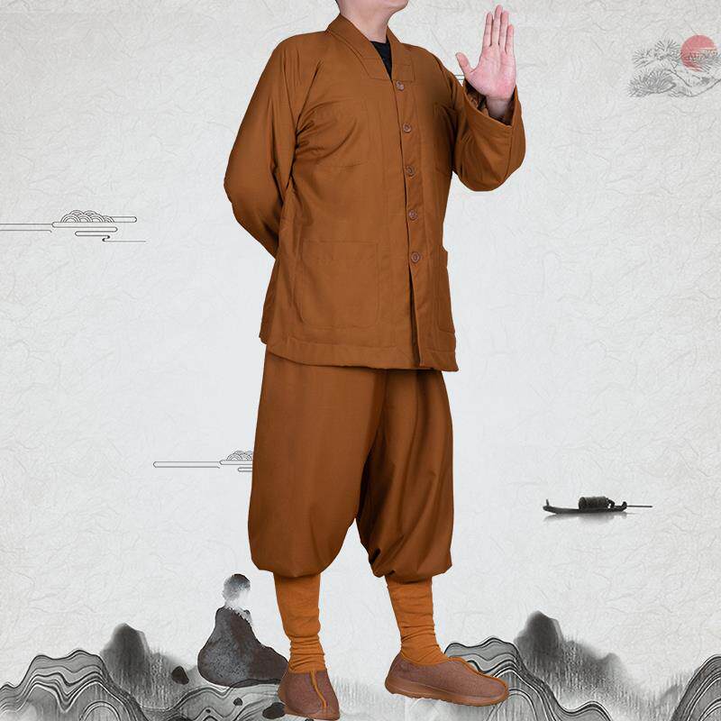新款觉牌僧服加绒短褂套装冬季僧衣僧袍加厚保暖男女小褂棉衣棉裤