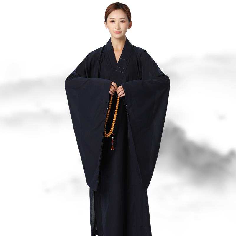 新款不透明海青居士服女禅修服衣男大褂高档台湾麻料海清深咖啡色