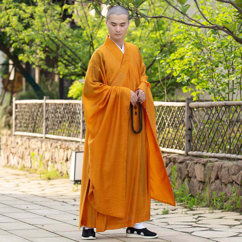 23新款缎梵高档广袖天丝海青居士服女僧服夏季大袖海清男和尚衣袈