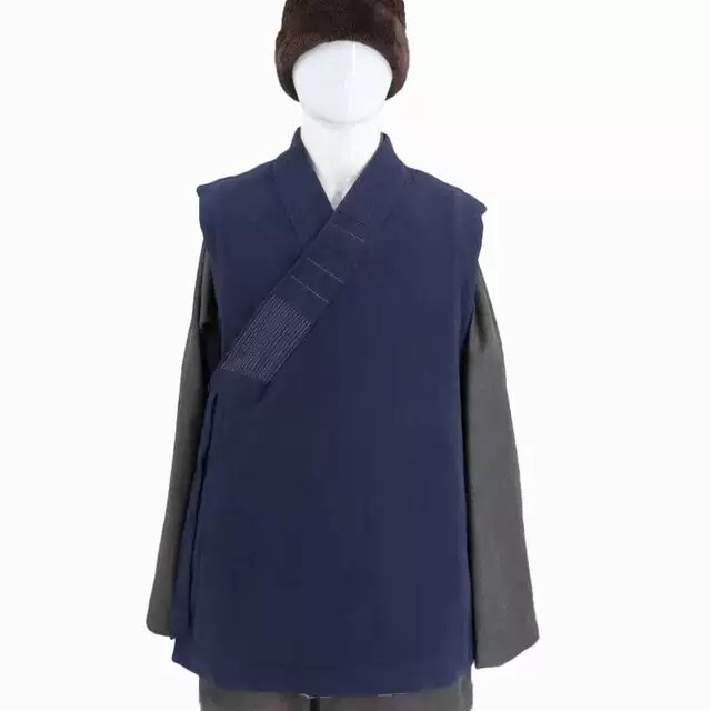 特价僧服斜襟马甲冬季亚麻加棉保暖僧人僧衣冬衣伽蓝褂短背心棉袄