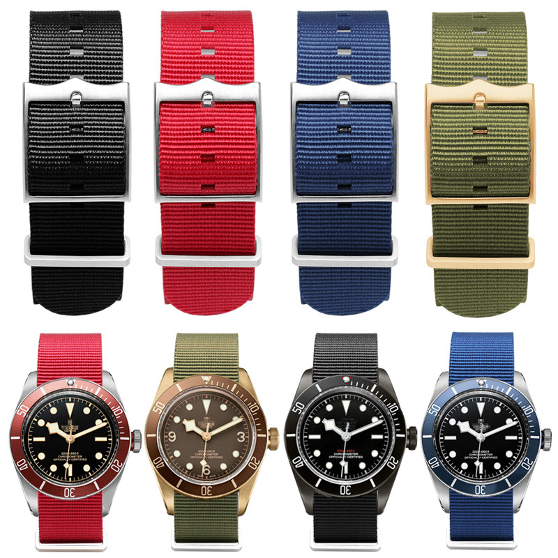 适用帝舵手表带北约NATO尼龙帆布表带适帝陀碧弯启承系列小红花22