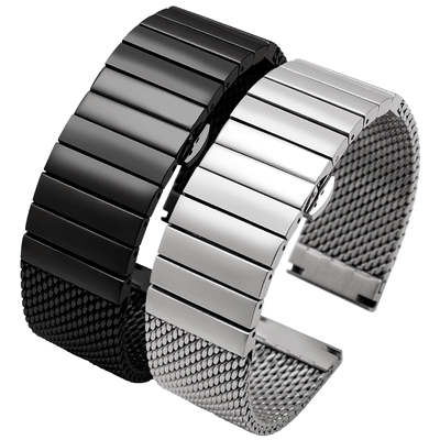 适用欧米茄海马 百年灵 沛纳海表带 酷鲨网钢带米兰手表带 男22MM