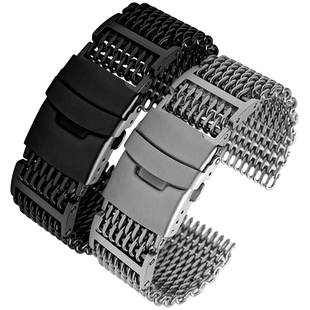 酷鲨网钢带 适配精工5号/水鬼/山罐头/鲍鱼表带 米兰表带男 22mm