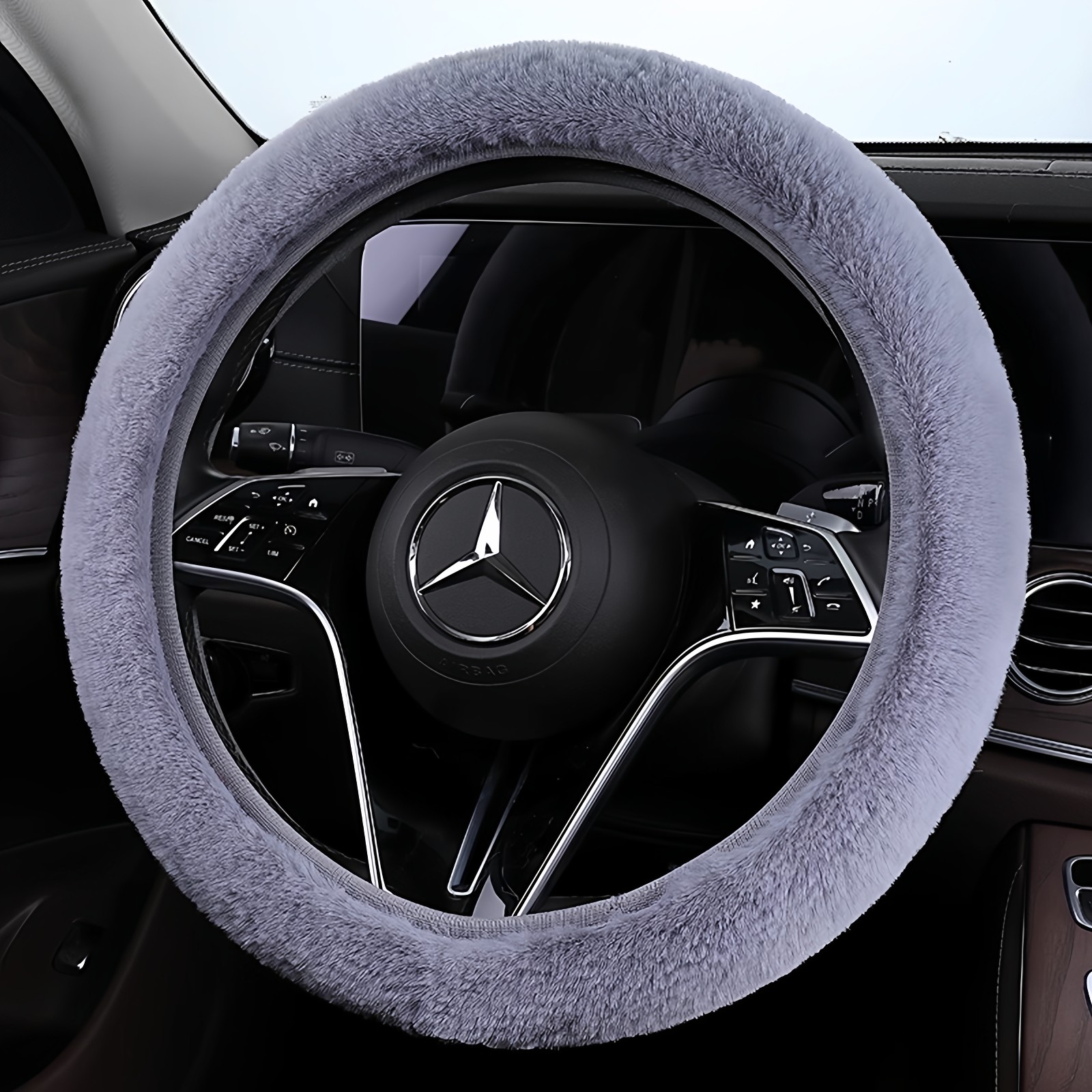 伸缩款冬季短毛绒汽车方向盘套防滑耐磨男女时尚通用型保暖把套新