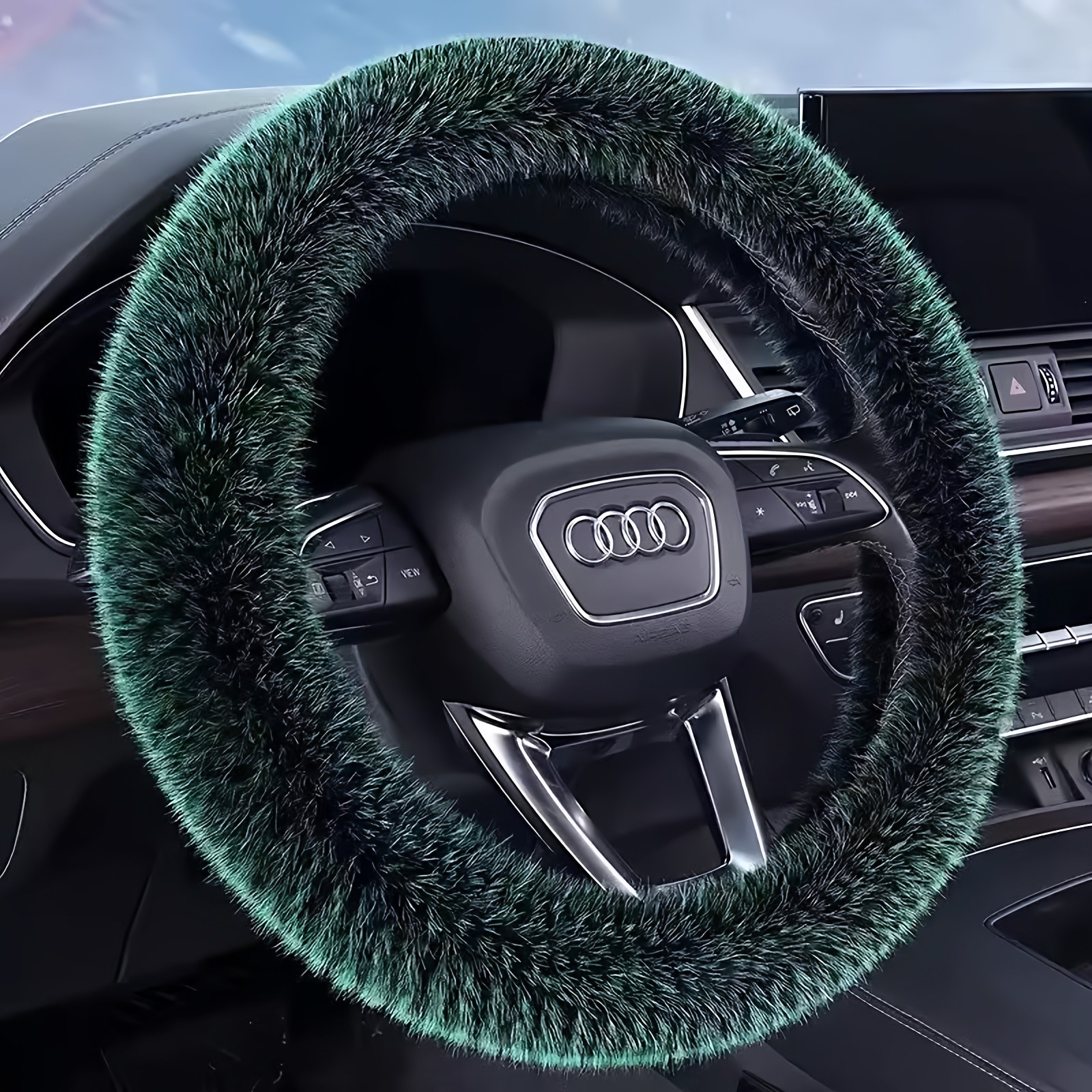 冬季汽车方向盘套长毛绒通用型仿花狐貂时尚大气男女保暖防滑把套