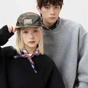 外套 型情侣休闲套头衫 质感太空棉拼接重磅圆领卫衣男女秋季 boxy版